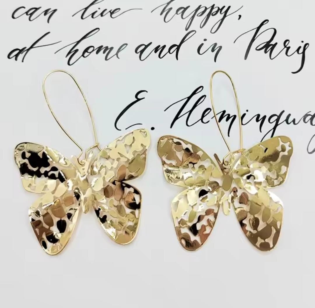 Stylish Butterfly Gold Plated Drop Earrings