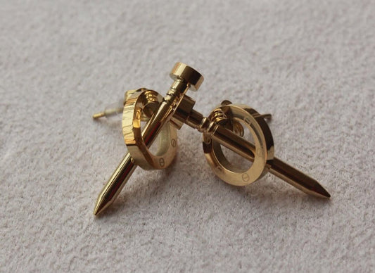 Stylish Nail Drop Stud Earrings – Trendy Minimalist Metal Studs