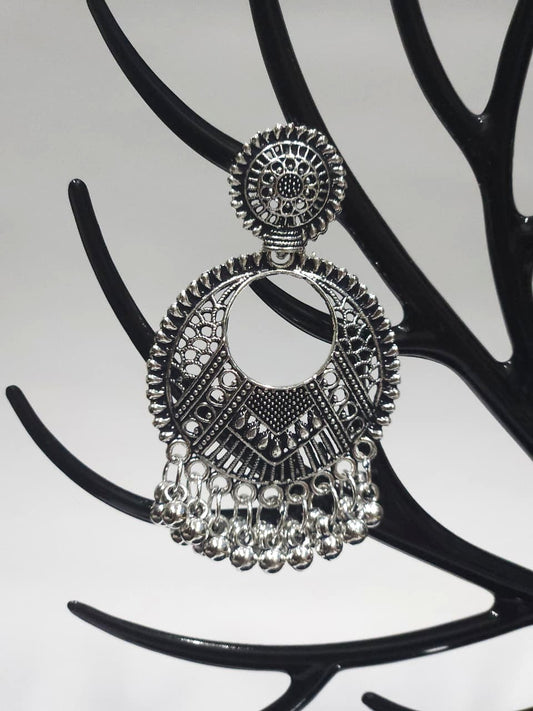 Boho Oxidized Mandala Drop Earrings