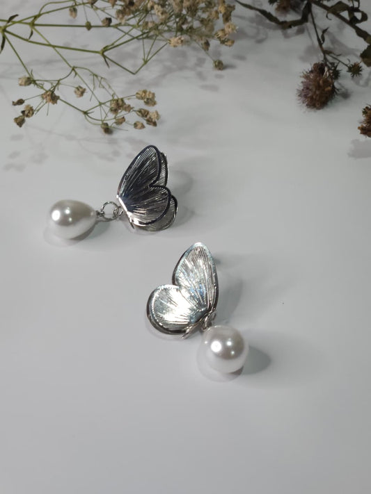 Butterfly Pearl Drop Earrings