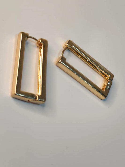 Modern Rectangle Gold Plated Hoop Earrings