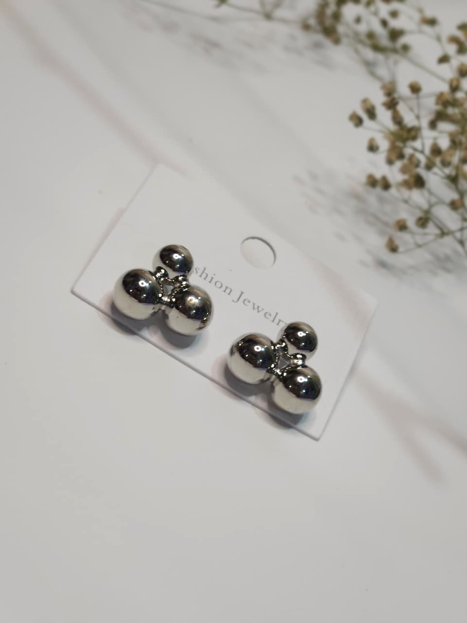 Triple Bubble Silver Plated Stud Earrings