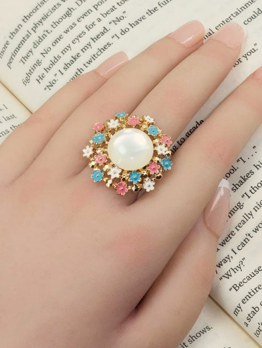 Floral Statement Gold Ring
