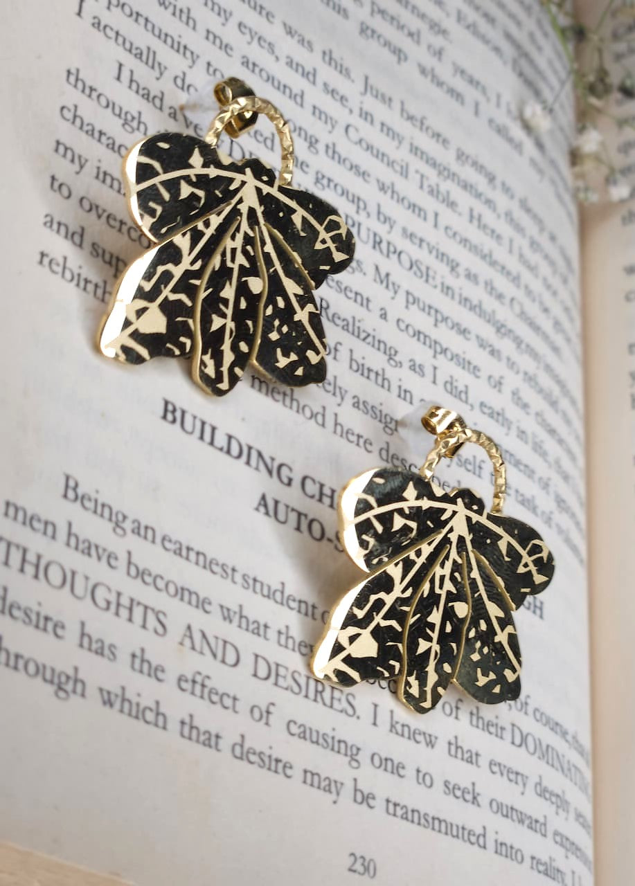 Botanic Leaf Gold Plated Earrings