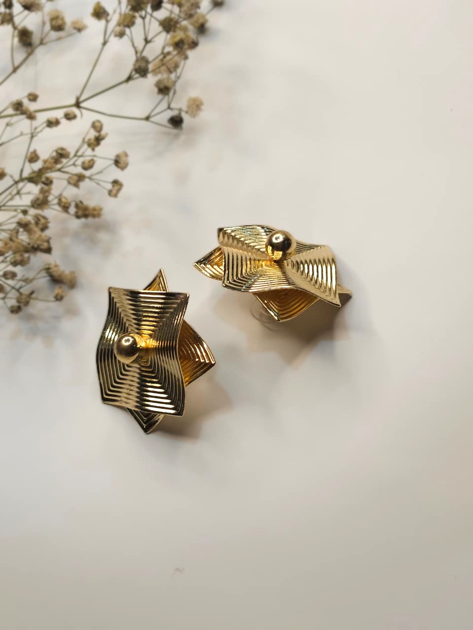 Golden Origami Star Earrings