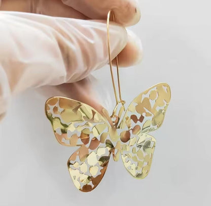 Stylish Butterfly Gold Plated Drop Earrings