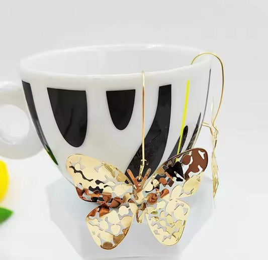 Stylish Butterfly Gold Plated Drop Earrings