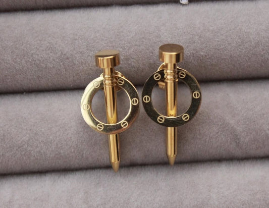 Stylish Nail Drop Stud Earrings – Trendy Minimalist Metal Studs