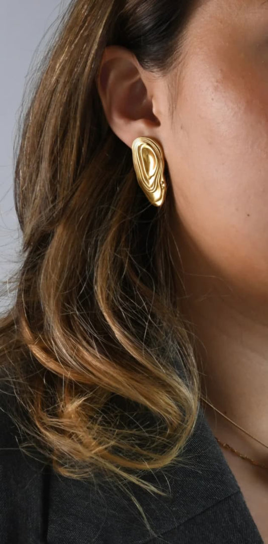 Fluid Design Gold Plated Stud Earrings – Elegant Coastal Inspired