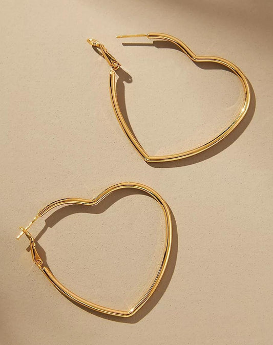 Heart Gold Platted Hoop Earrings