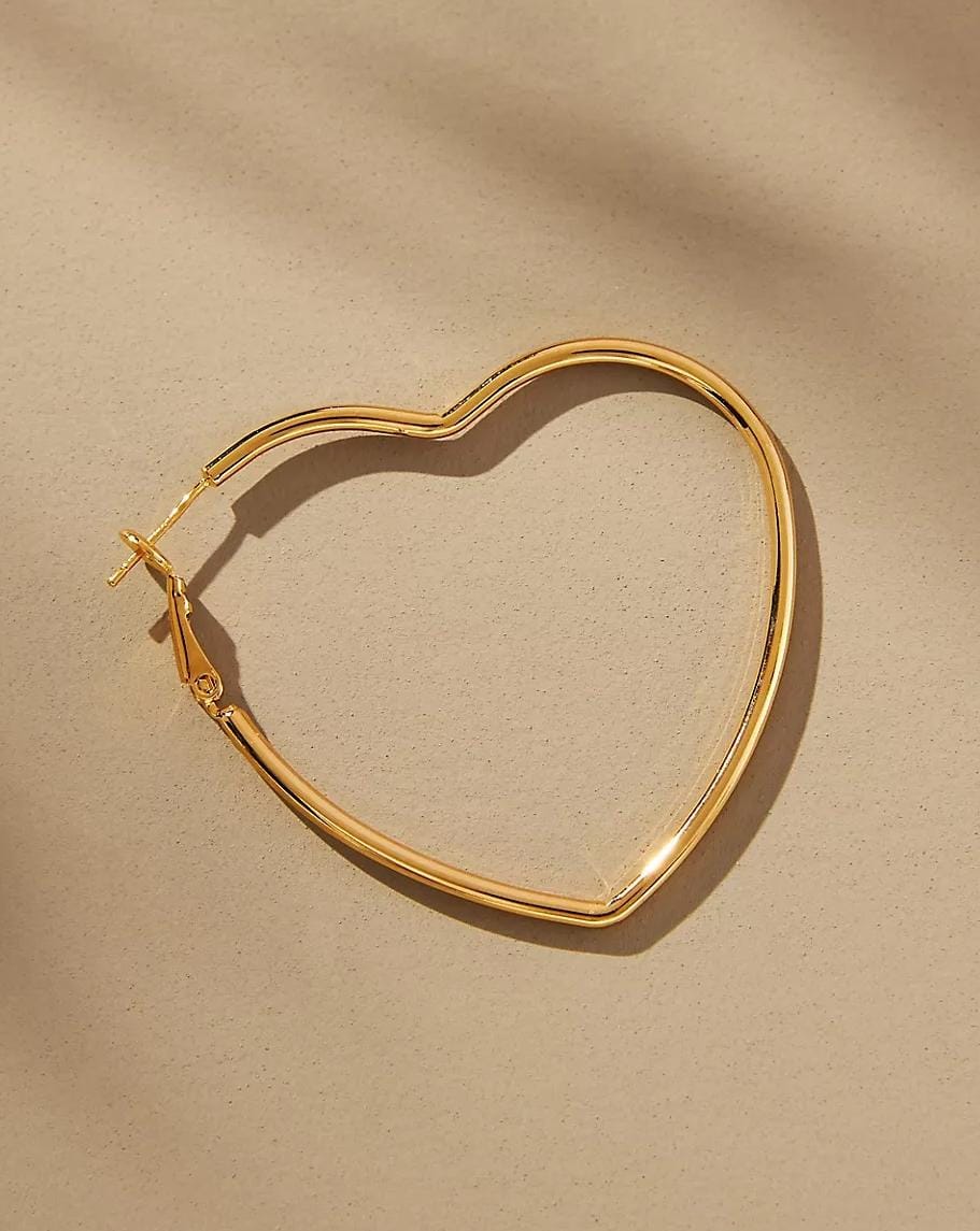 Heart Gold Platted Hoop Earrings