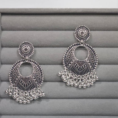 Boho Oxidized Mandala Drop Earrings