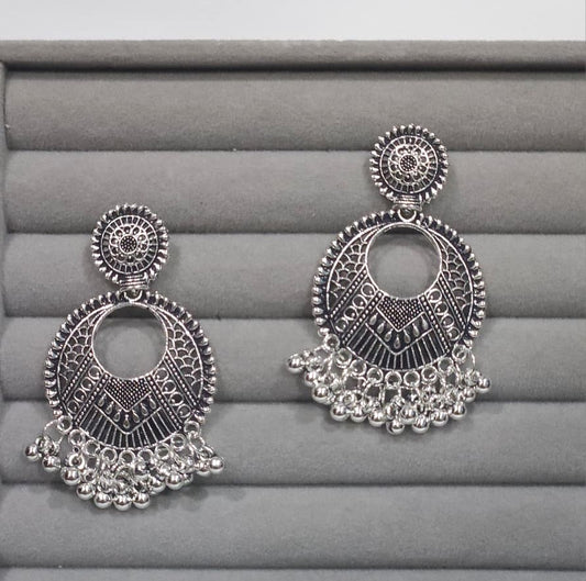 Boho Oxidized Mandala Drop Earrings