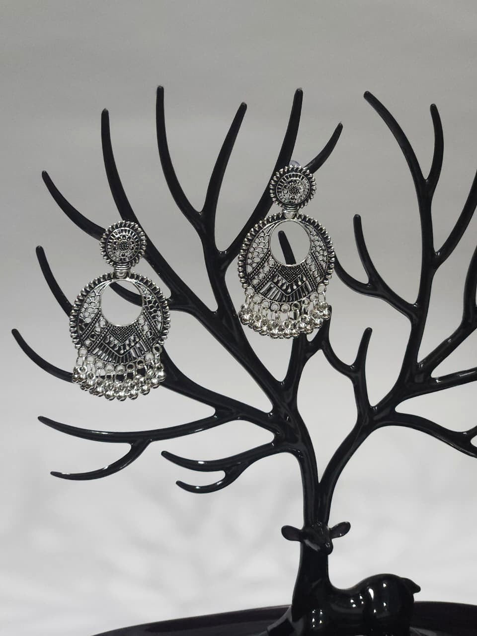 Boho Oxidized Mandala Drop Earrings