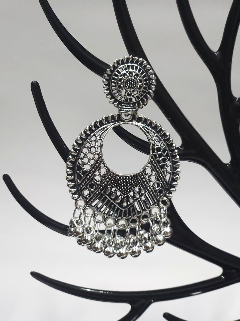 Boho Oxidized Mandala Drop Earrings