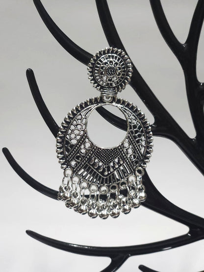 Boho Oxidized Mandala Drop Earrings