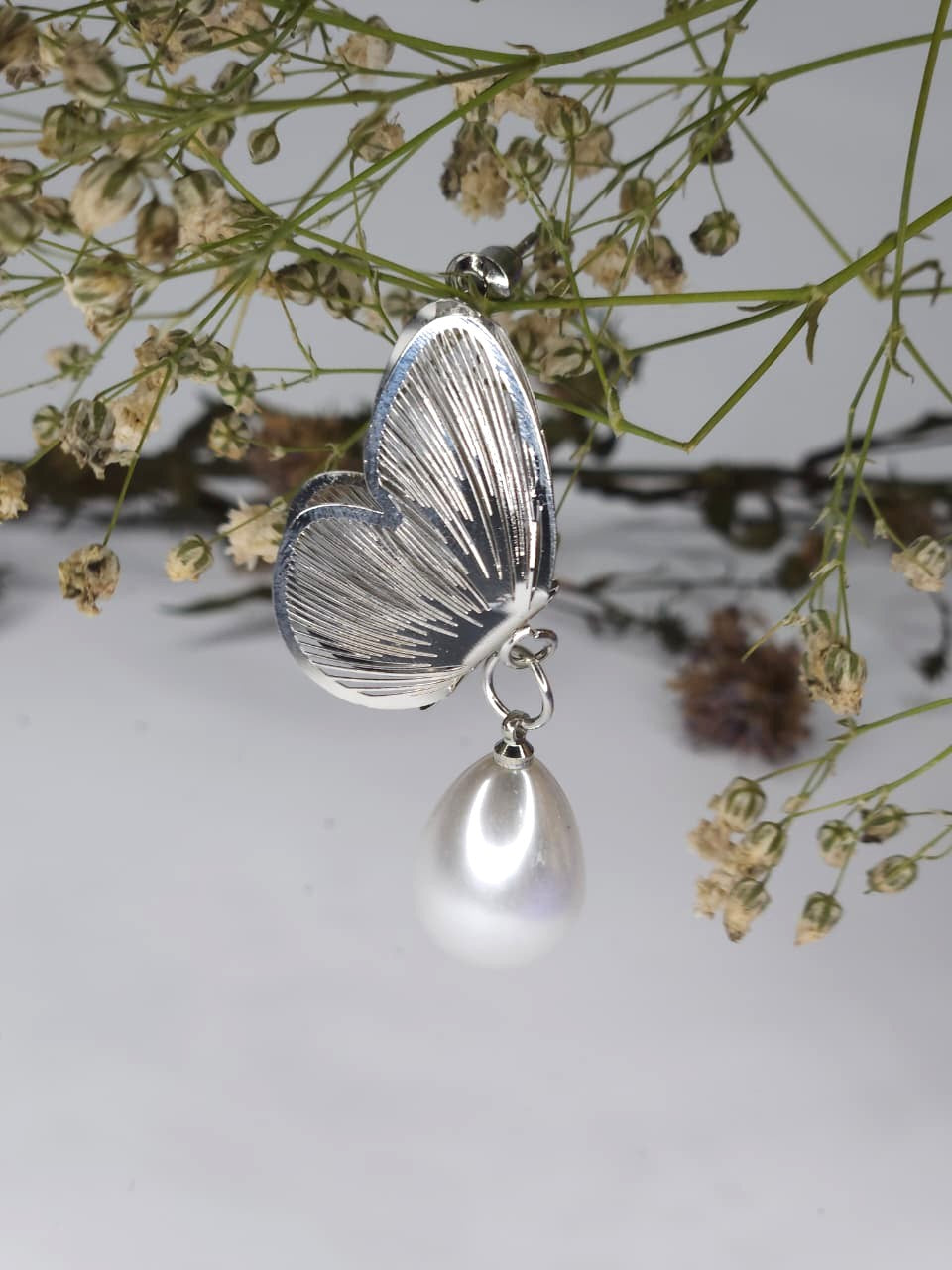 Butterfly Pearl Drop Earrings