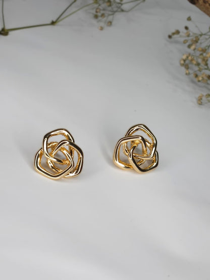 Interlocking Geometrical Gold Stud Earrings