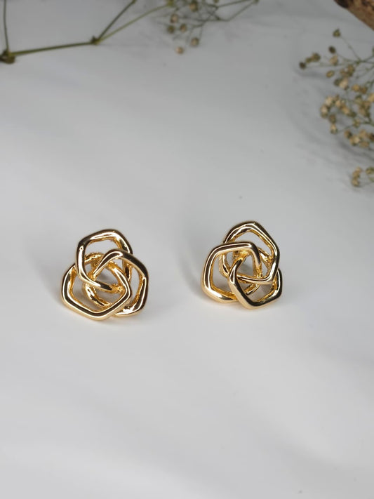 Interlocking Geometrical Gold Stud Earrings