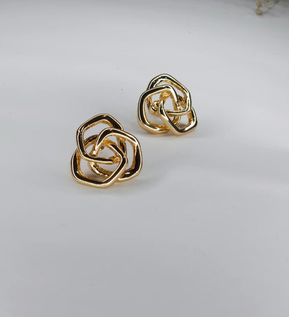 Interlocking Geometrical Gold Stud Earrings