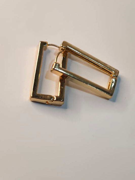 Modern Rectangle Gold Plated Hoop Earrings