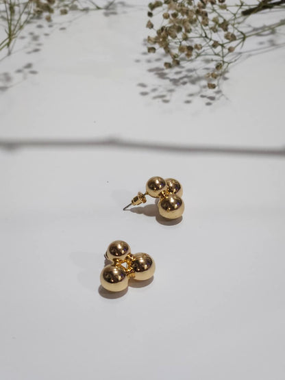 Triple Bubble Gold Plated Stud Earrings