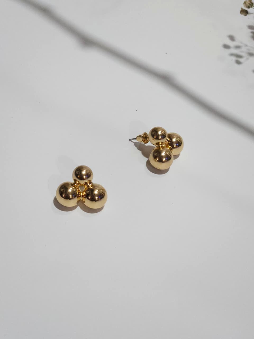 Triple Bubble Gold Plated Stud Earrings