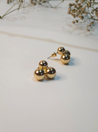 Triple Bubble Gold Plated Stud Earrings