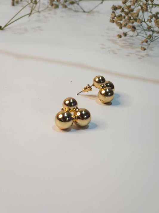 Triple Bubble Gold Plated Stud Earrings