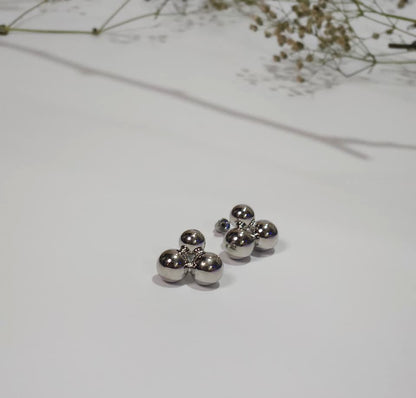 Triple Bubble Silver Plated Stud Earrings