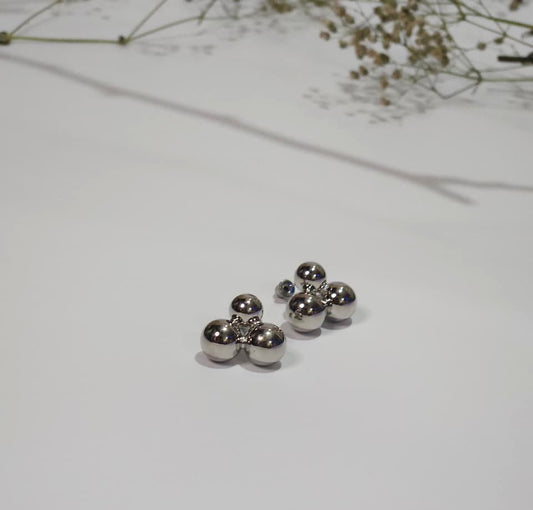 Triple Bubble Silver Plated Stud Earrings