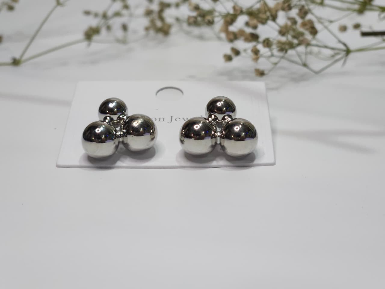Triple Bubble Silver Plated Stud Earrings