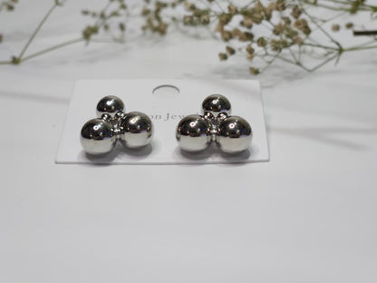 Triple Bubble Silver Plated Stud Earrings