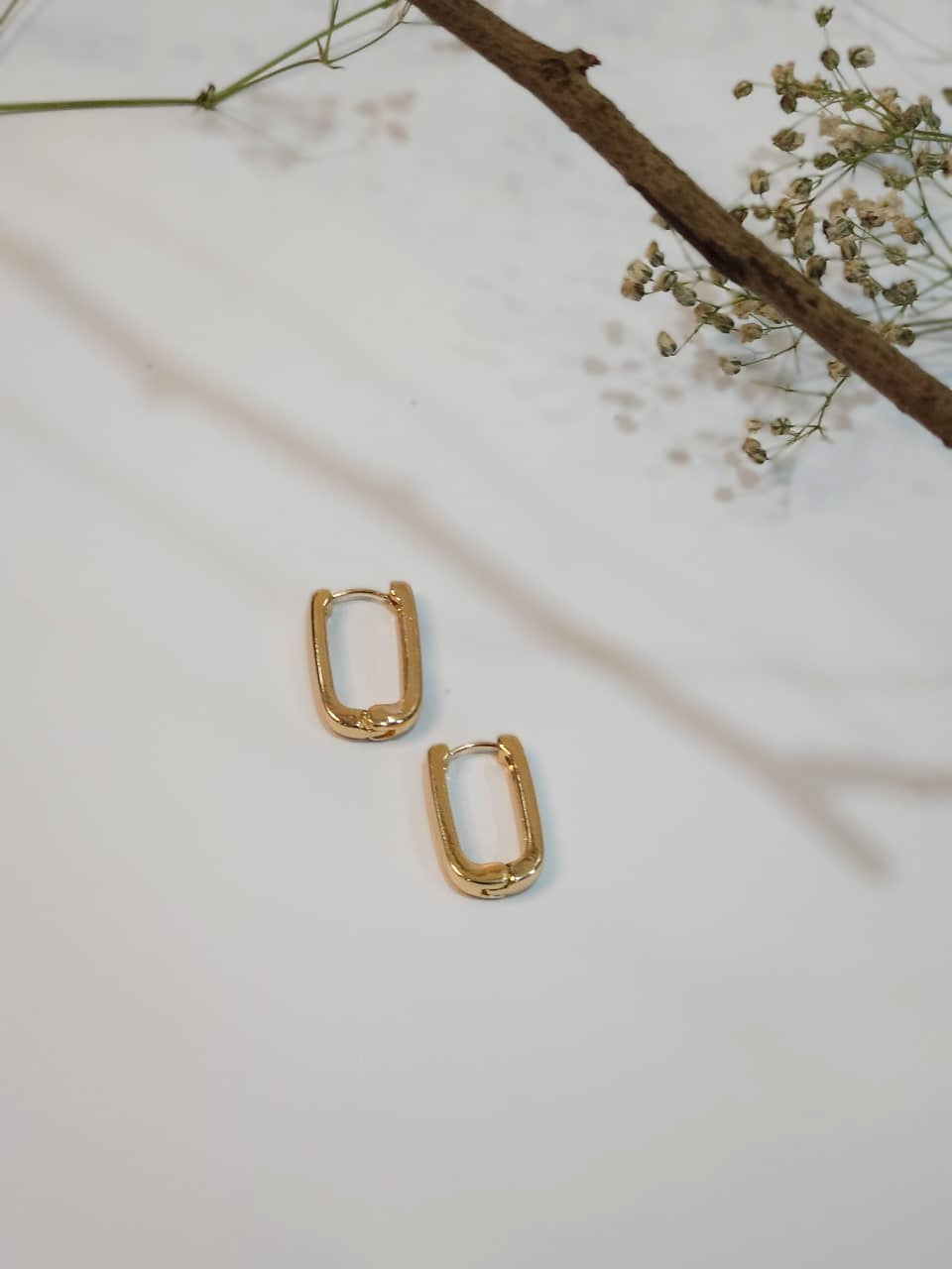 Sleek U-shaped Gold Plated Hoop Earrings