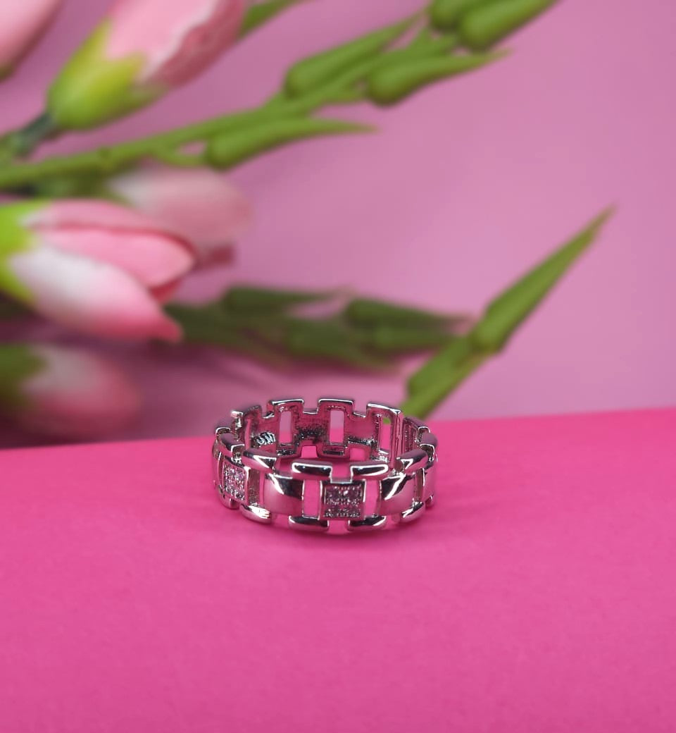 Silver Plated Link Chain Ring