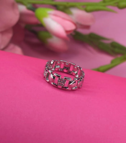 Silver Plated Link Chain Ring