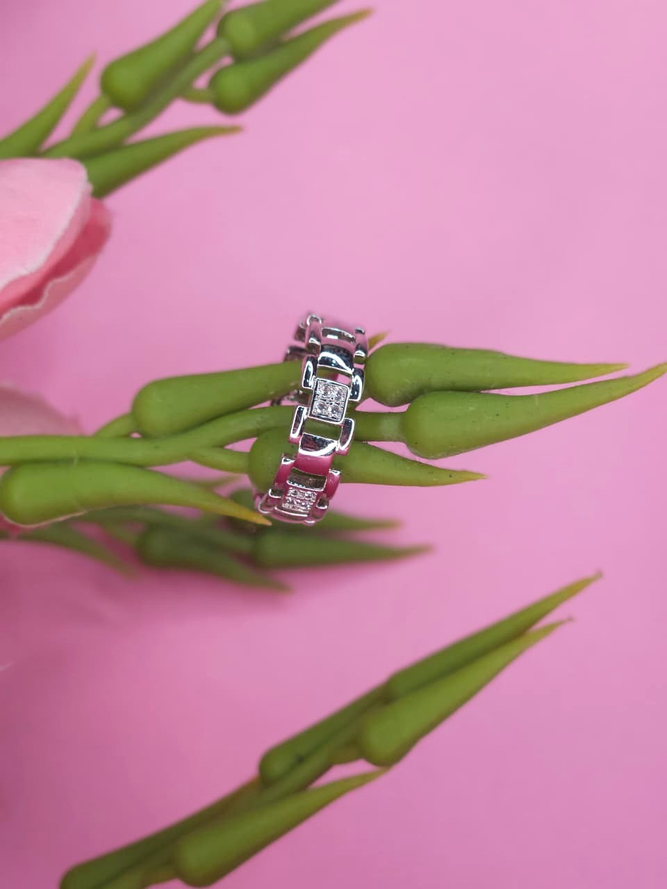 Silver Plated Link Chain Ring