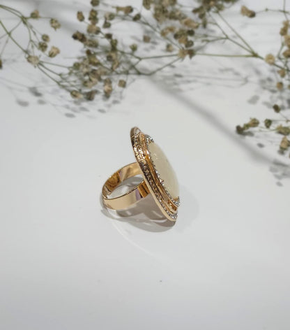 Oval Shape Statement Crystal Ring