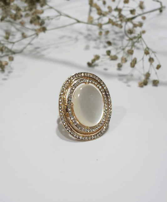 Oval Shape Statement Crystal Ring