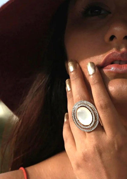 Oval Shape Statement Crystal Ring