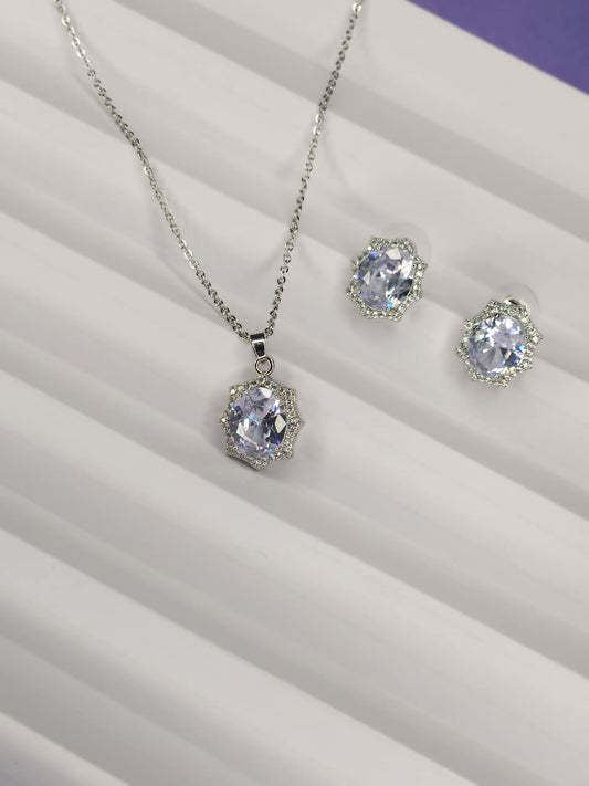 Eternal Sparkle Crystal Jewelry Set - Silver Tone