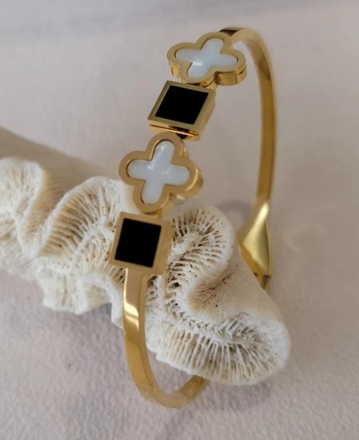 Geometric Floral Gold Plated Bracelet