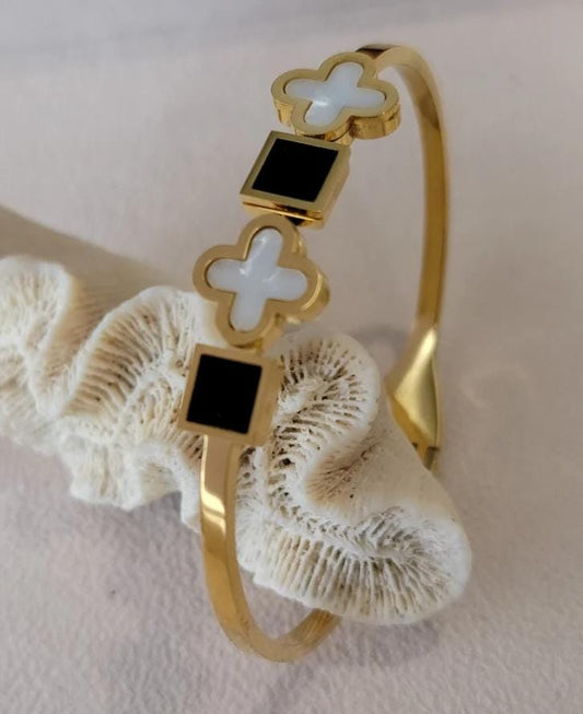 Geometric Floral Gold Plated Bracelet