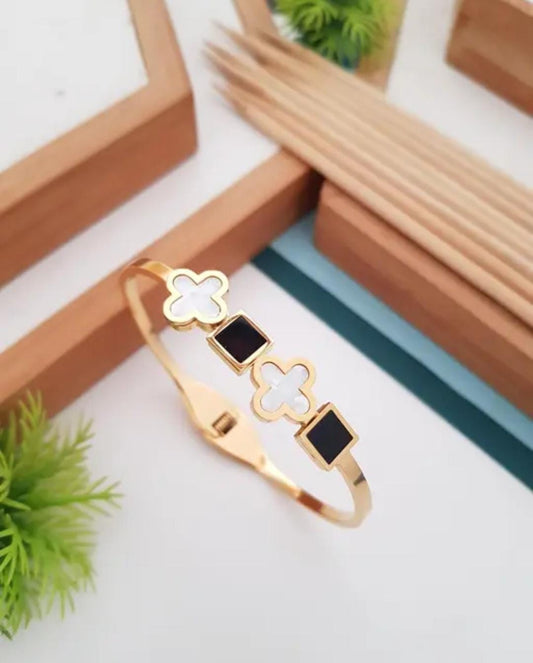Geometric Floral Gold Plated Bracelet