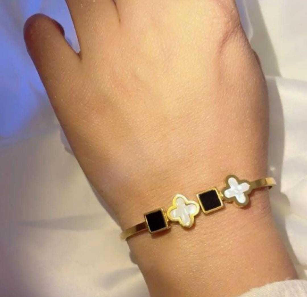 Geometric Floral Gold Plated Bracelet