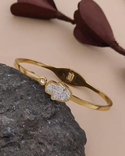 Sparkling Hamsa Gold Plated Bracelet