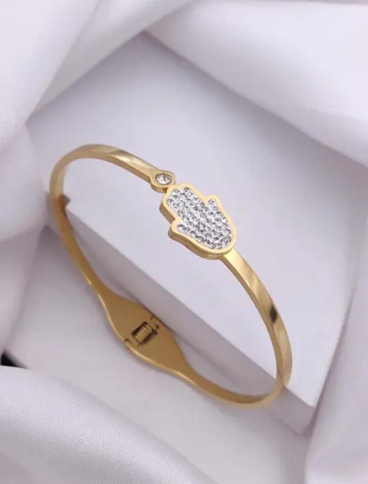 Sparkling Hamsa Gold Plated Bracelet