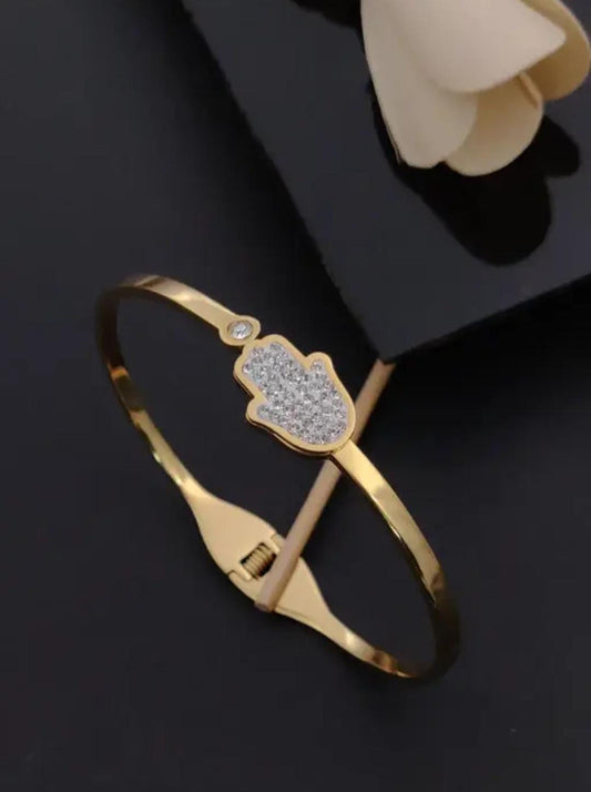 Sparkling Hamsa Gold Plated Bracelet