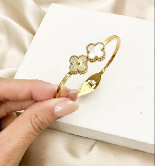 Duo Clover Elegance Gold Plated Bracelet