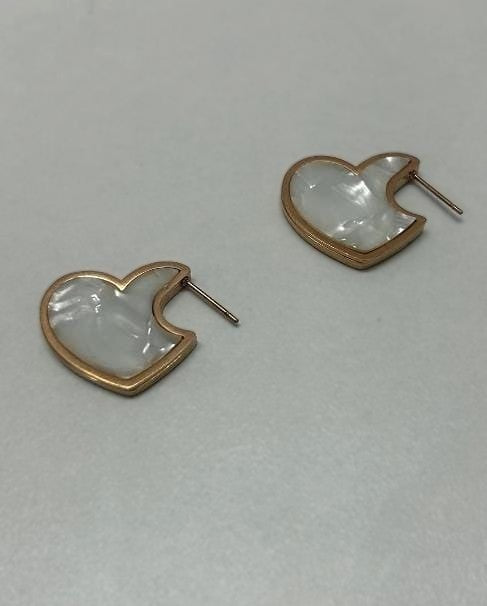 Opaline Heart Gold Plated Stud Earrings